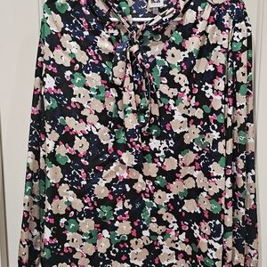 Floral Print Blouse with Tie Neck